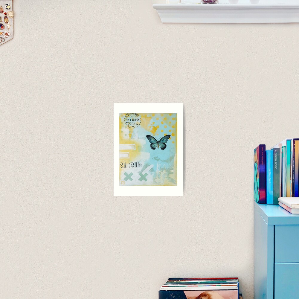 Picture of an original painting, green butterfly Art Print