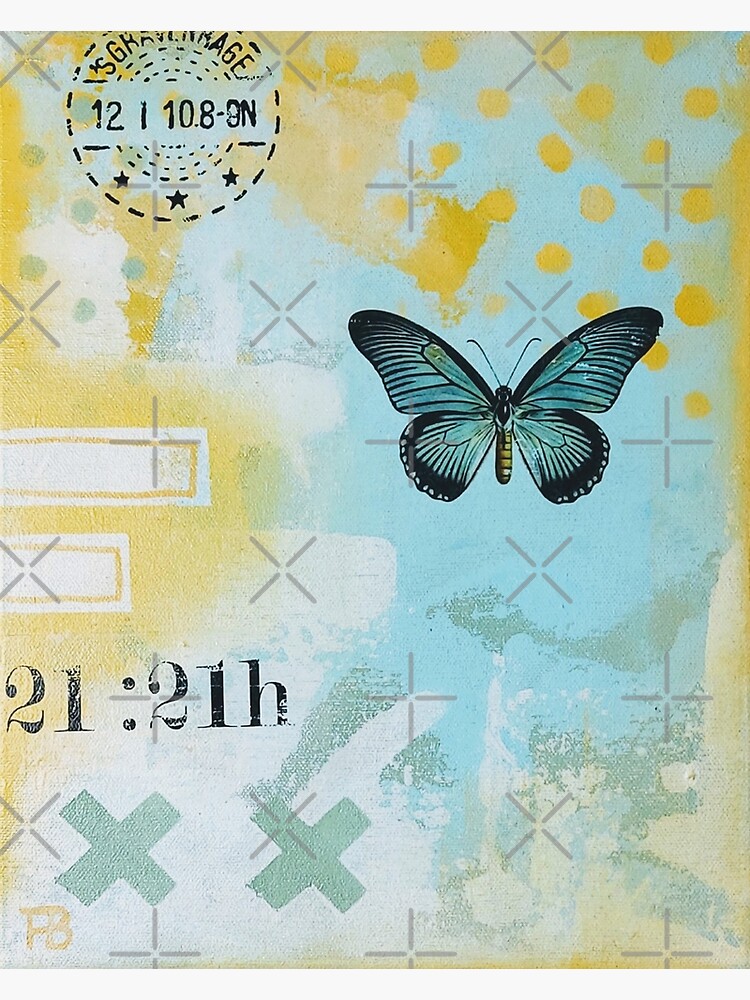 Picture of an original painting, green butterfly by ColorsHappiness