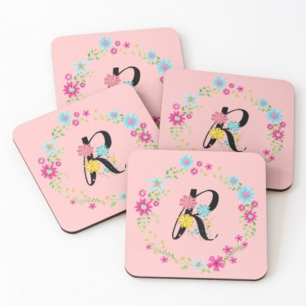 Item preview, Pink Floral Monogram Initial Letter R designed and sold by BleuSky.
