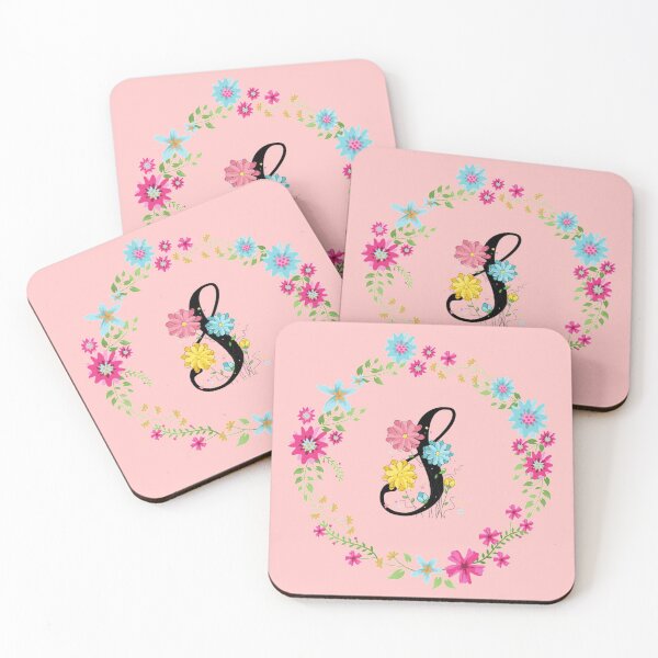 Item preview, Pink Floral Monogram Initial Letter S designed and sold by BleuSky.