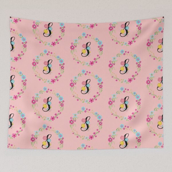 Item preview, Pink Floral Monogram Initial Letter S designed and sold by BleuSky.