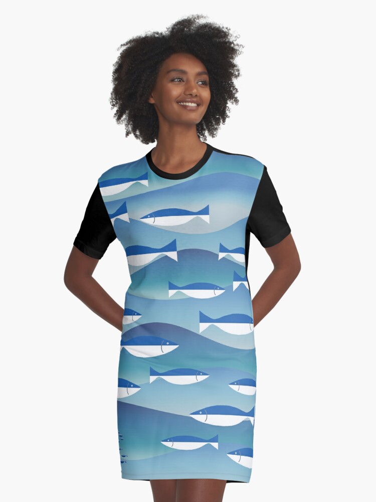 Long black Fish Sea dress