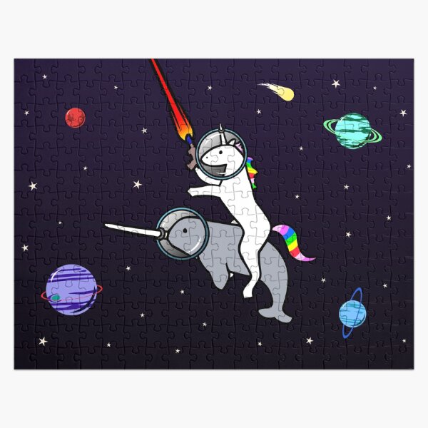 Licorne chevauchant le narval dans l'espace Puzzle