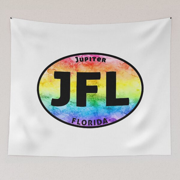 Aperçu de l'œuvre Jupiter Florida Euro Oval Tie Dye Beach créée et vendue par DESTINATIONS DECAL.