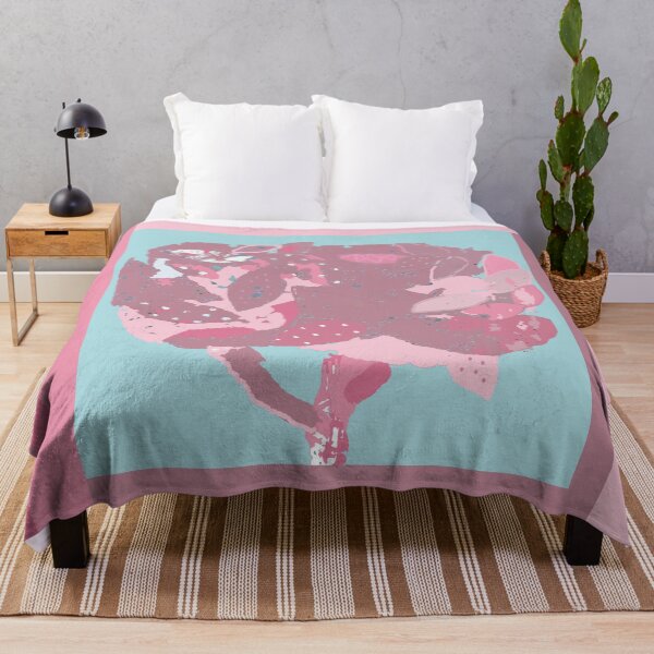 Item preview, Pink leaves fiber art in shades of pink mauve raspberry aqua white designed and sold by djrunnels.