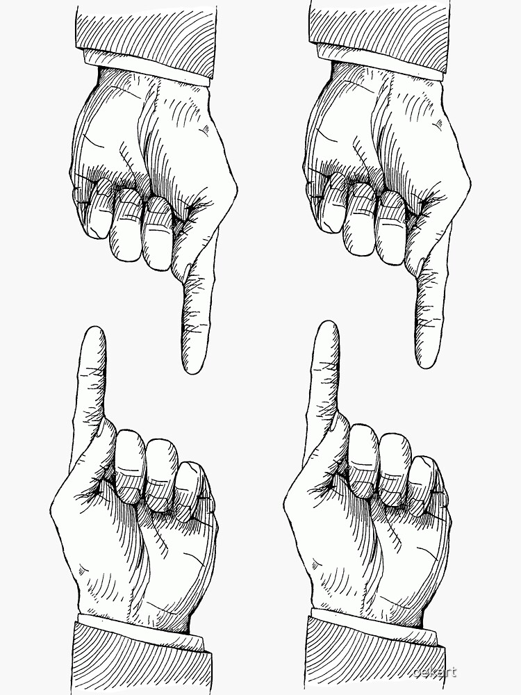 Thumbnail 3 of 3, Sticker, Pointing at Each Other designed and sold by oekart.