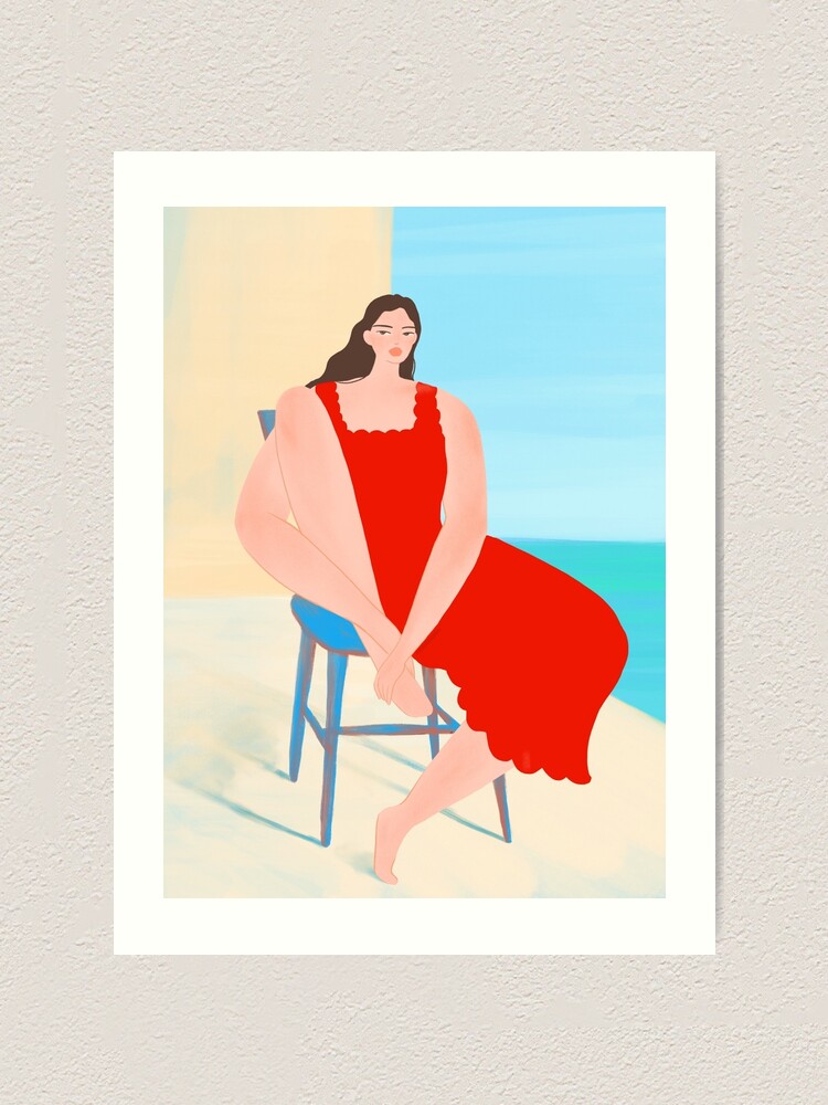 Alternate view of Summer Red Dress Art Print