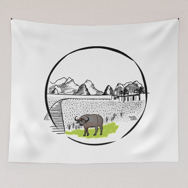 Item preview, Laos - Waterbuffalo in a rice field designed and sold by Aurealis.