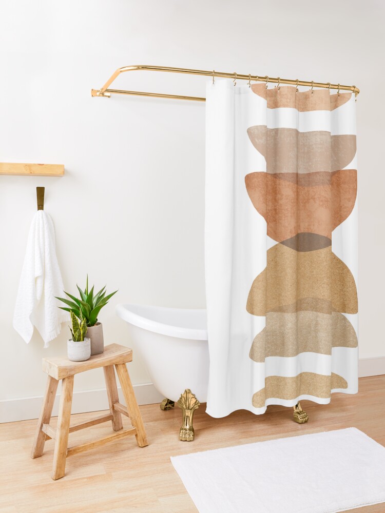 Alternate view of Warm abstract shapes Shower Curtain