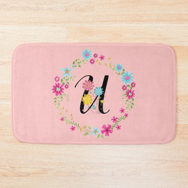 Item preview, Pink Floral Monogram Initial Letter U designed and sold by BleuSky.