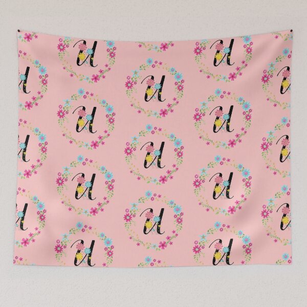 Item preview, Pink Floral Monogram Initial Letter U designed and sold by BleuSky.
