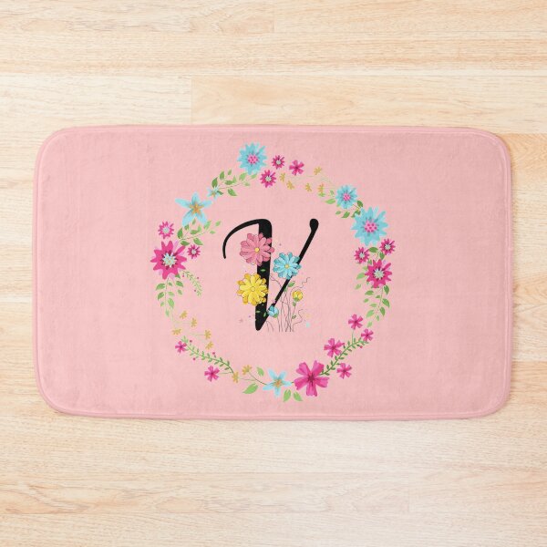 Item preview, Pink Floral Monogram Initial Letter V designed and sold by BleuSky.