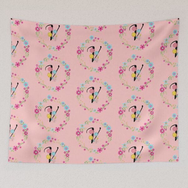 Item preview, Pink Floral Monogram Initial Letter V designed and sold by BleuSky.