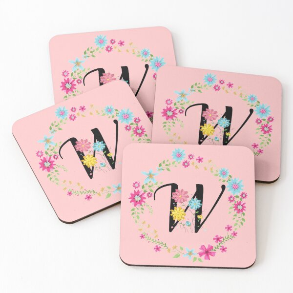 Item preview, Pink Floral Monogram Initial Letter W designed and sold by BleuSky.