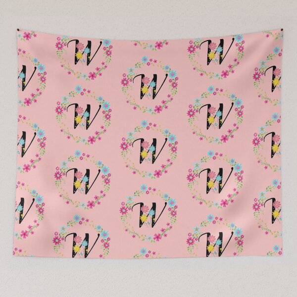 Item preview, Pink Floral Monogram Initial Letter W designed and sold by BleuSky.
