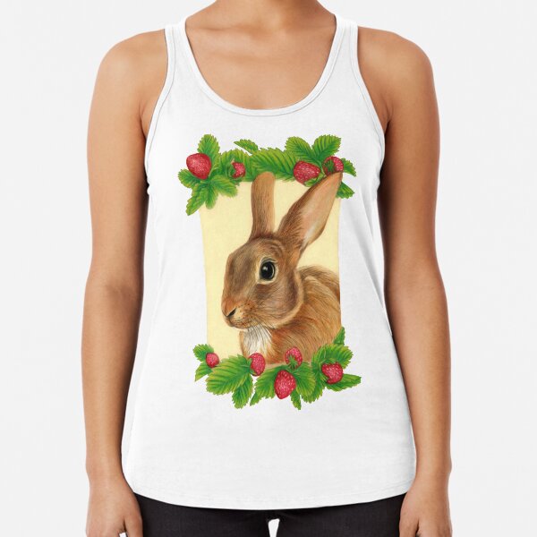 Rabbit with Strawberries by Artist Sherrie Spencer Racerback Tank Top