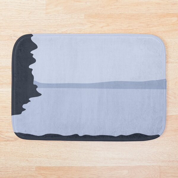 Minimalist Blue Sea/Lake View Bath Mat