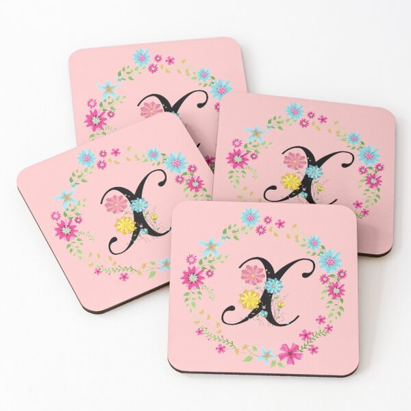 Item preview, Pink Floral Monogram Initial Letter X designed and sold by BleuSky.