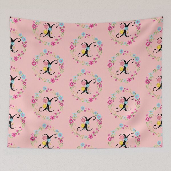Item preview, Pink Floral Monogram Initial Letter X designed and sold by BleuSky.