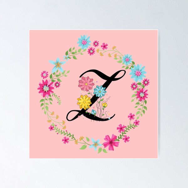Item preview, Pink Floral Monogram Initial Letter Z designed and sold by BleuSky.