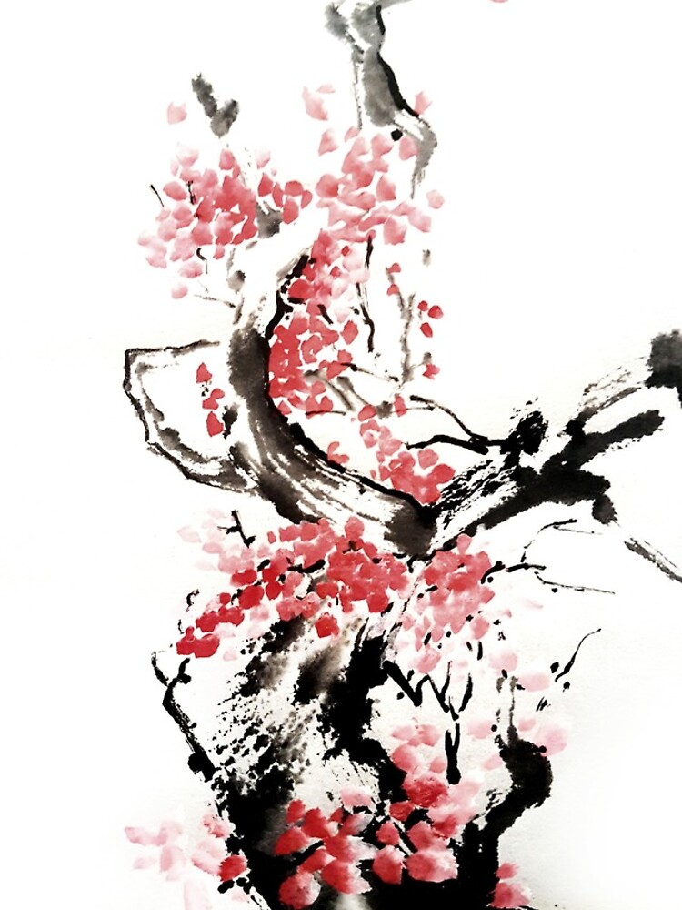 Cherry blossom Japanese Ink Painting  iPhone Wallet for Sale by S Y N T H  R E A L M