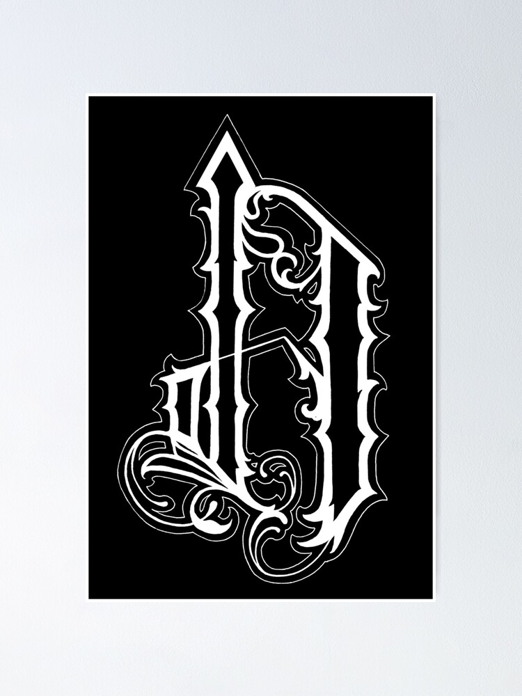 Letter A White On Black Lettering Chicano Style Alphabet Series Poster By Xalexiart Redbubble