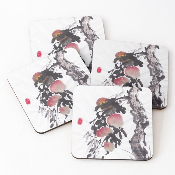 Item preview, Free hand Japanese Zen Peach Painting  designed and sold by S Y N T H R E A L M.