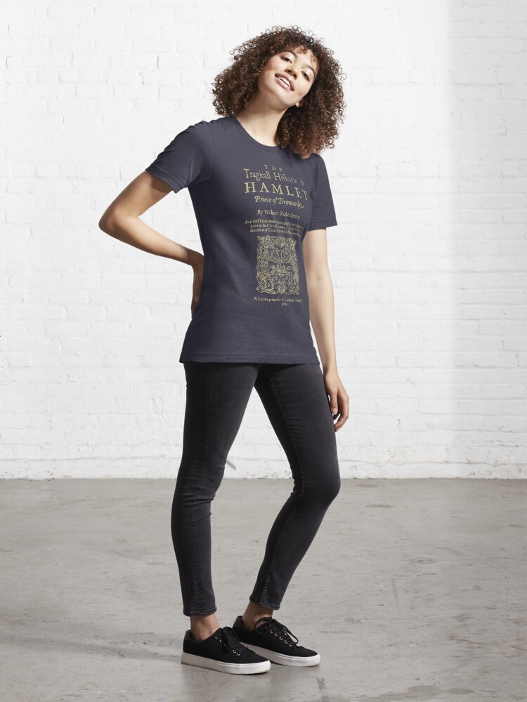 Vista alternativa de Camiseta esencial Shakespeare, Hamlet. Versión de ropa oscura
