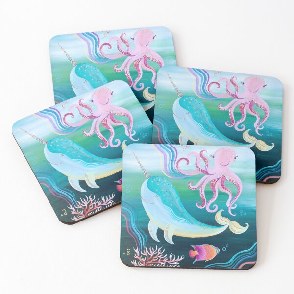 Item preview, Multicolored Ocean Life | Narwhal, Octopus, Fish, Coral designed and sold by hearteyedartist.