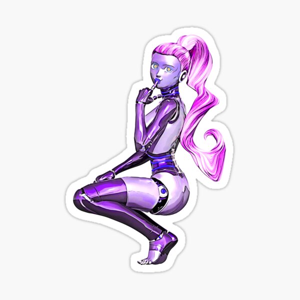 Purple Robot Girl Stickers Redbubble - cute purple bow dungaree roblox