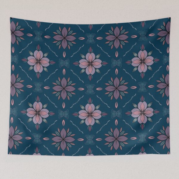 Artikelvorschau, Blumenoberflächenmuster - Blaugrün entworfen und verkauft von DaintyDoodler.