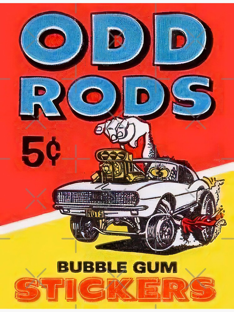 "ODD RODS BUBBLE GUM STICKERS WRAPPER COVER 1969 " Sticker for Sale by