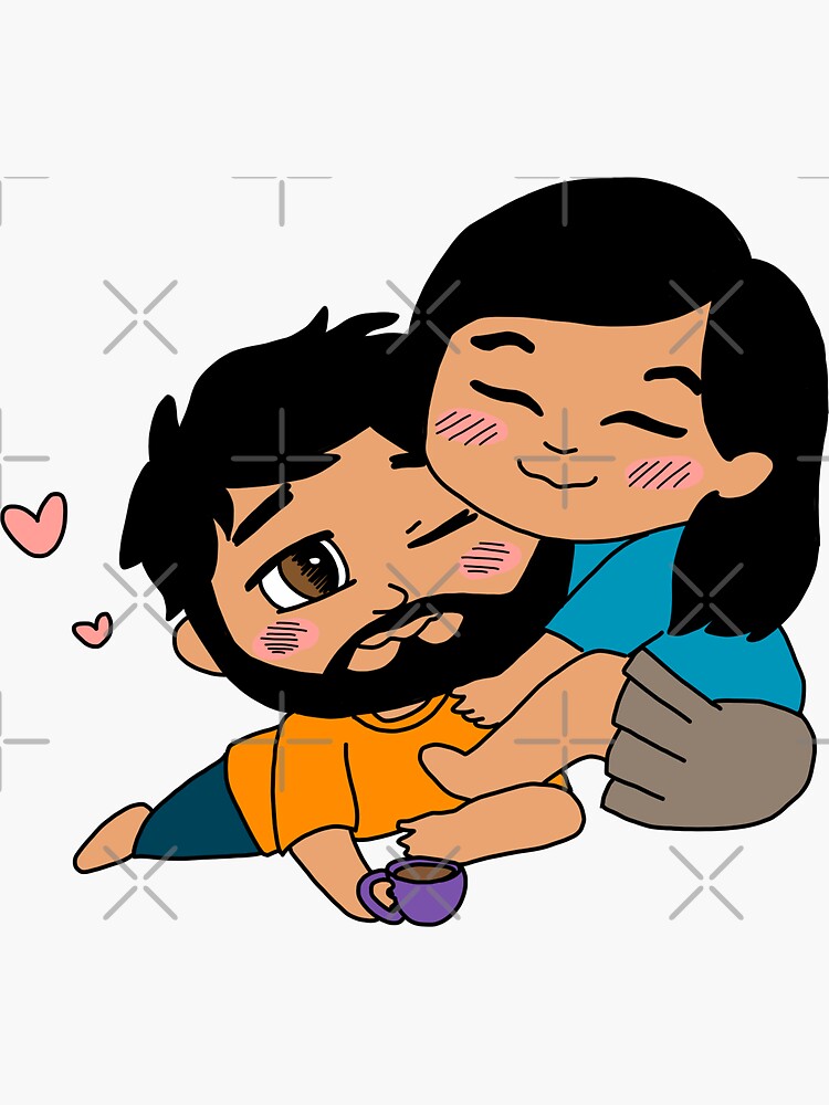 Custom Your Couple Chibi in Frame Art Commission