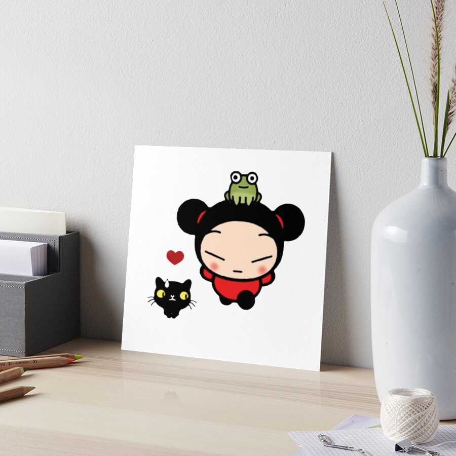 Pucca with her cat and frog