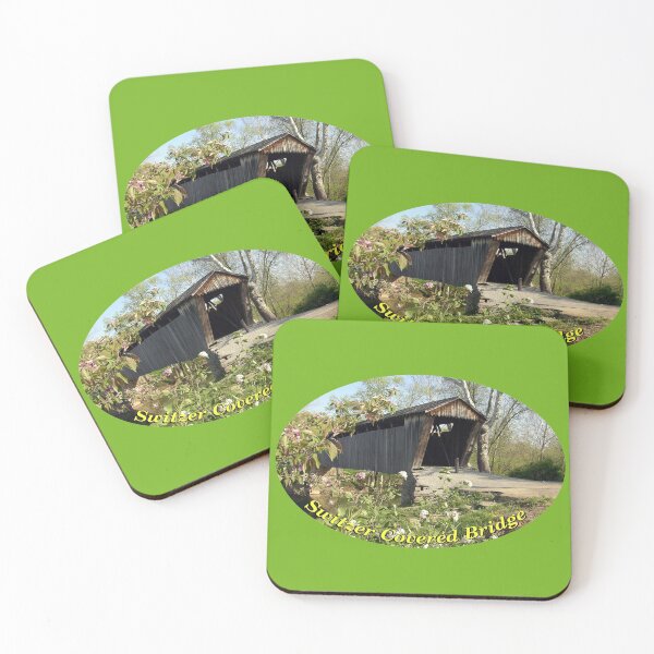 Item preview, Switzer Covered Bridge dogwoods in bloom designed and sold by gotucoveredart.