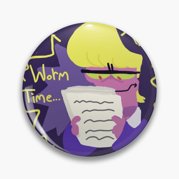 Item preview, Worm Time button  designed and sold by Mewnikitty.