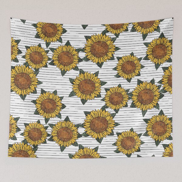 Item preview, Sunflowers on stripes designed and sold by littlearrow.