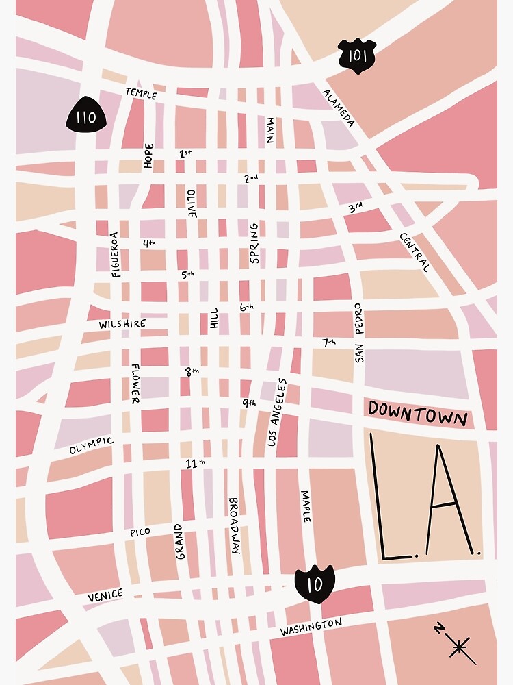 Discover Downtown Los Angeles Map (Minimalist) Premium Matte Vertical Poster