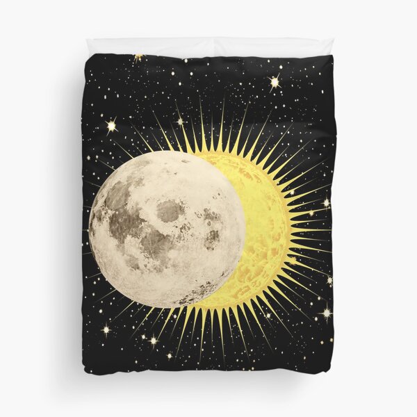 Imminent Eclipse / Sun Moon & Stars Space Astronomy Duvet Cover