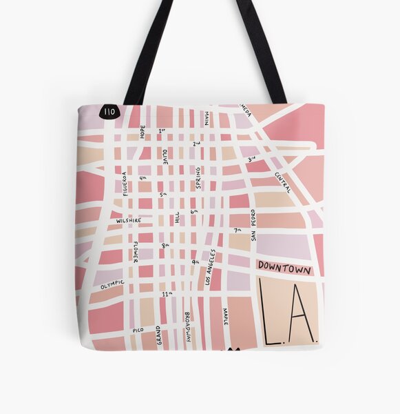 Los Angeles LA graffiti pink shoulder tote bag