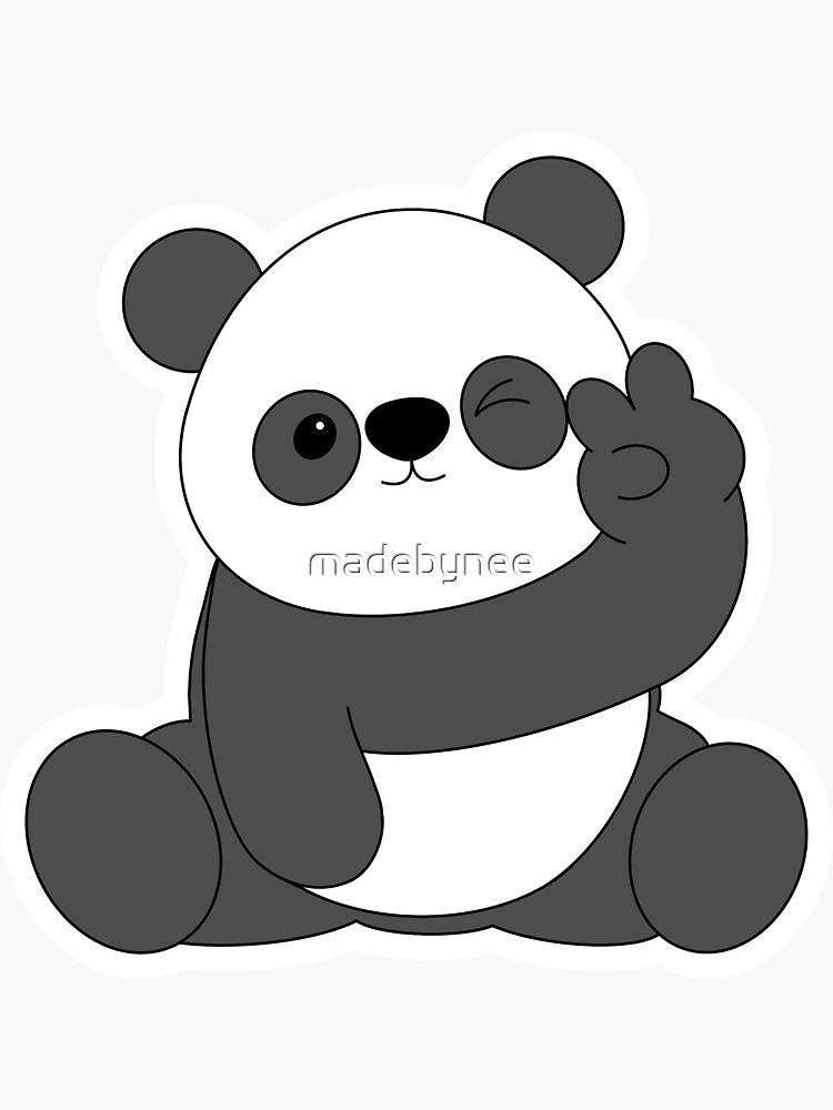 panda doing the peace sign by madebynee