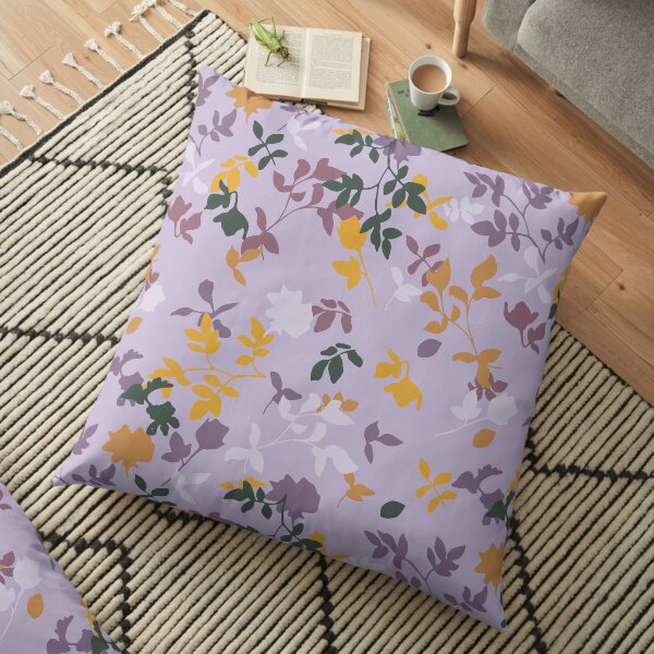 Botanical Flower Pattern On A Lilac Background Floor Pillow