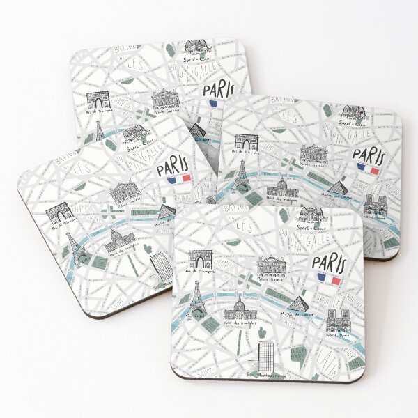 Item preview, Paris Landmarks and Neighborhoods Map designed and sold by kurtographymaps.