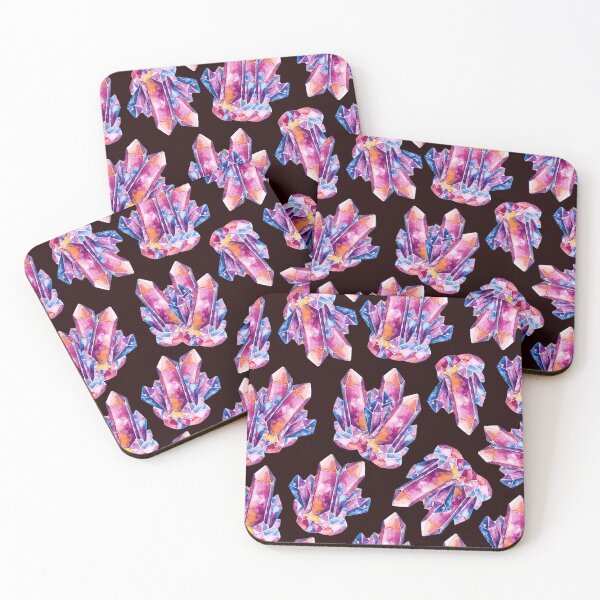 Item preview, Precious gems watercolor pattern on black background  designed and sold by Bonheurem.