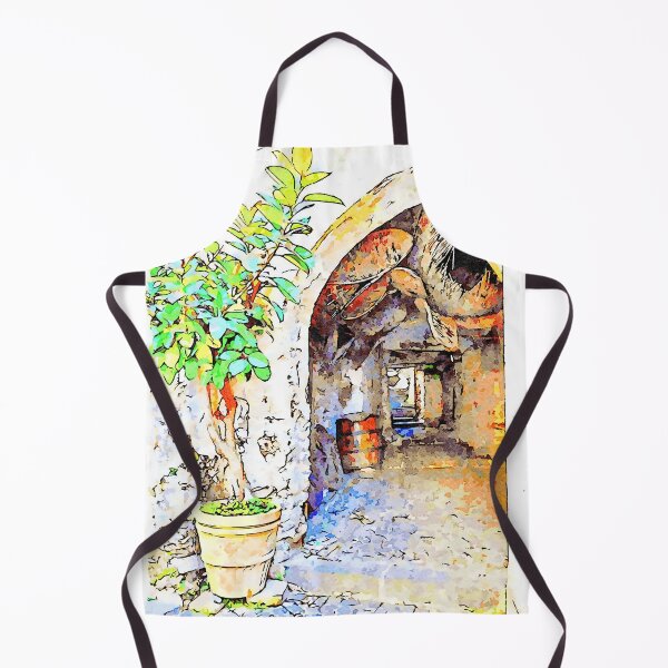 Item preview, Agropoli: view plant and Alley with pots, barrel and two wagon wheels designed and sold by Giuseppe Cocco.