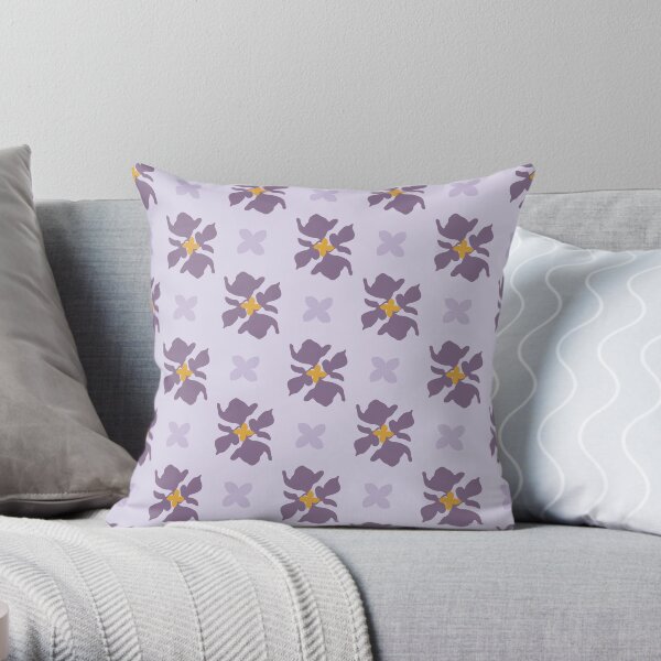 Botanical Flower Pattern On A Lilac Background Throw Pillow