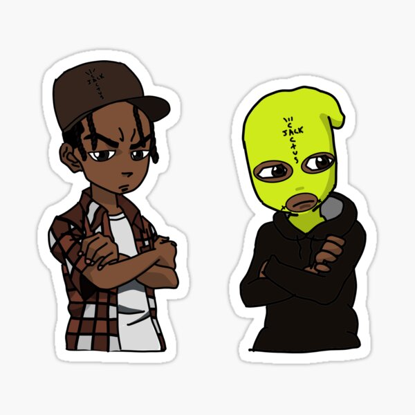 Travis & Travis mit Masken-Cartoons Sticker