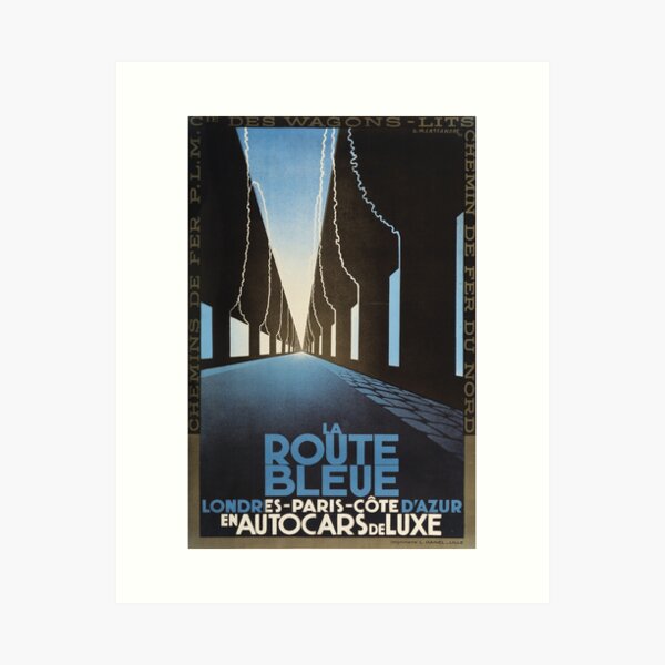 Item preview, La Route Bleue retro poster designed and sold by CorasPosters.