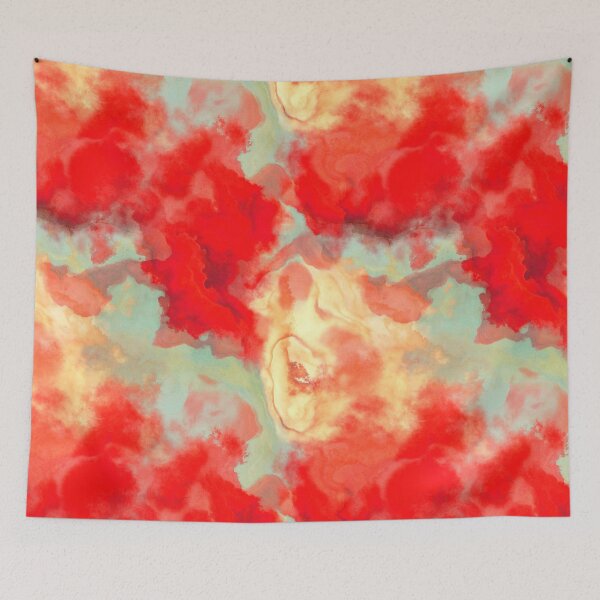 Item preview, Blue-Red-Lemon Cream Watercolor designed and sold by Kolinnaprint.