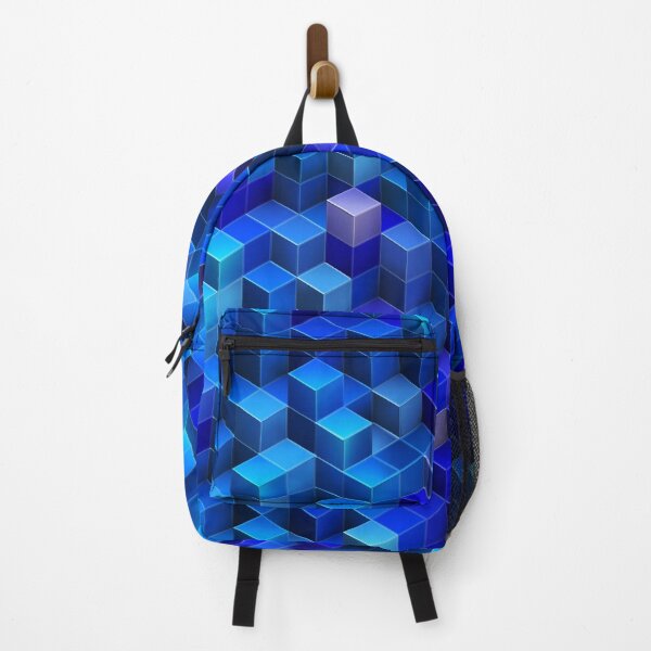 Item preview, Blue stacked 3D cubes abstract geometric pattern designed and sold by Katho Menden.